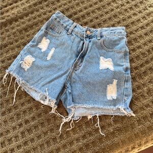 SHEIN Blue Distressed Jean Shorts